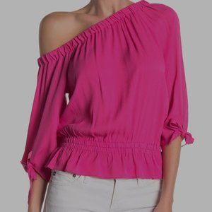 Naked Zebra Off-the-Shoulder Tie Sleeve Blouse